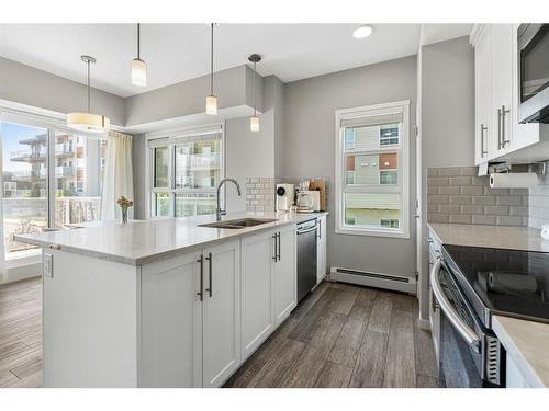 201-360 Harvest Hills Common Ne, Calgary, AB - Indoor Photo Showing Kitchen With Double Sink With Upgraded Kitchen