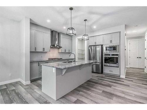 157 Belmont Villas Sw, Calgary, AB - Indoor Photo Showing Kitchen With Stainless Steel Kitchen With Upgraded Kitchen