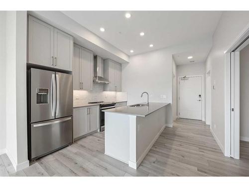 409-255 Les Jardins Park Se, Calgary, AB - Indoor Photo Showing Kitchen With Stainless Steel Kitchen With Upgraded Kitchen