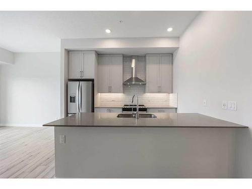 409-255 Les Jardins Park Se, Calgary, AB - Indoor Photo Showing Kitchen With Stainless Steel Kitchen