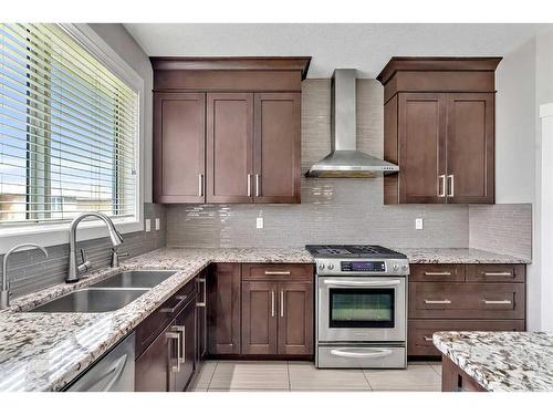 112 Auburn Bay Avenue Se, Calgary, AB - Indoor Photo Showing Kitchen With Double Sink With Upgraded Kitchen