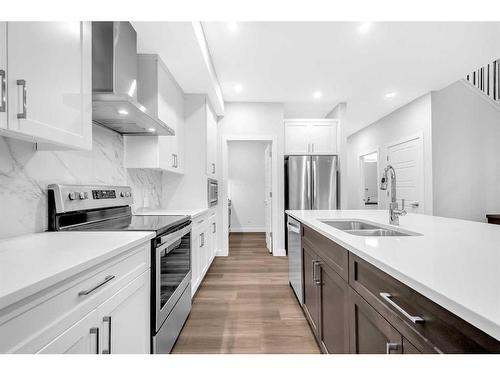 113 Creekside Way Sw, Calgary, AB - Indoor Photo Showing Kitchen With Double Sink With Upgraded Kitchen