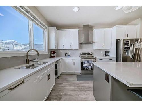 163 Belvedere Green Se, Calgary, AB - Indoor Photo Showing Kitchen With Double Sink