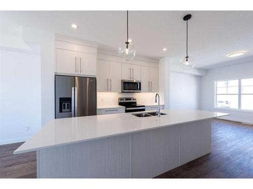 811 Carrington Boulevard Nw, Calgary, AB - Indoor Photo Showing Kitchen With Double Sink With Upgraded Kitchen