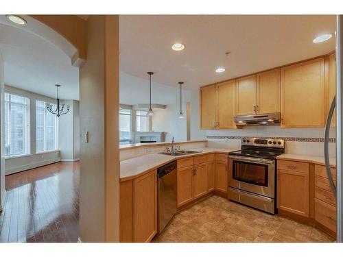 404-1718 14 Avenue Nw, Calgary, AB - Indoor Photo Showing Kitchen With Stainless Steel Kitchen With Double Sink