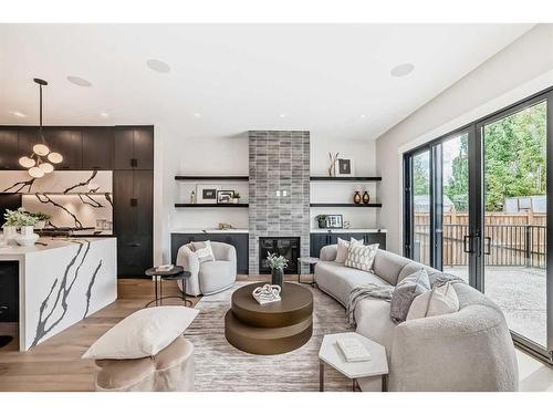 1931 43 Avenue Sw, Calgary, AB - Indoor Photo Showing Living Room With Fireplace