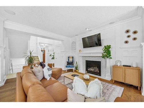 161 Mahogany Square Se, Calgary, AB - Indoor Photo Showing Living Room With Fireplace