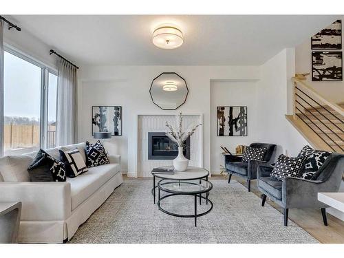 328 Legacy Circle Se, Calgary, AB - Indoor Photo Showing Living Room With Fireplace