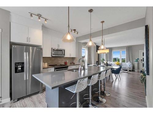 115 Livingston Common Ne, Calgary, AB - Indoor Photo Showing Kitchen With Stainless Steel Kitchen With Upgraded Kitchen