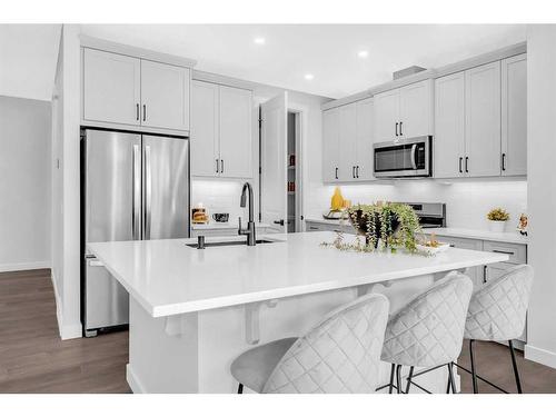 55 Amblehurst Link Nw, Calgary, AB - Indoor Photo Showing Kitchen With Upgraded Kitchen