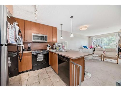 313-5115 Richard Road Sw, Calgary, AB - Indoor Photo Showing Kitchen With Double Sink