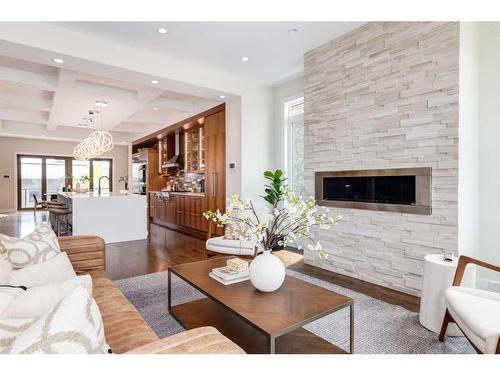 1904 Salisbury Street Se, Calgary, AB - Indoor Photo Showing Living Room With Fireplace