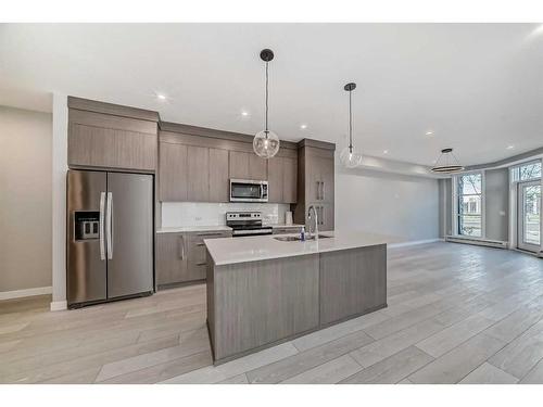 2101-681 Savanna Boulevard Ne, Calgary, AB - Indoor Photo Showing Kitchen With Stainless Steel Kitchen With Upgraded Kitchen