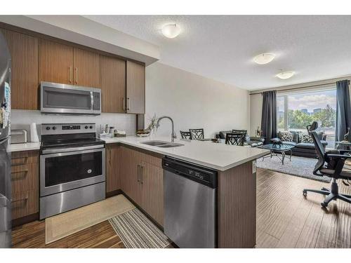 307-605 17 Avenue Nw, Calgary, AB - Indoor Photo Showing Kitchen With Double Sink