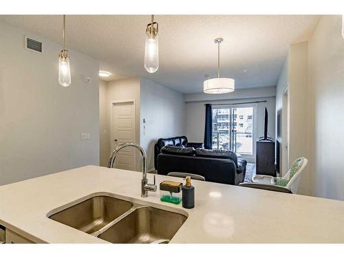 201-40 Carrington Plaza Nw, Calgary, AB - Indoor Photo Showing Kitchen With Double Sink