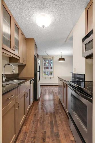 204-733 14 Avenue Sw, Calgary, AB - Indoor Photo Showing Kitchen With Stainless Steel Kitchen