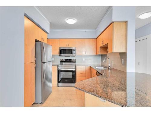 807-8710 Horton Road Sw, Calgary, AB - Indoor Photo Showing Kitchen With Stainless Steel Kitchen With Double Sink