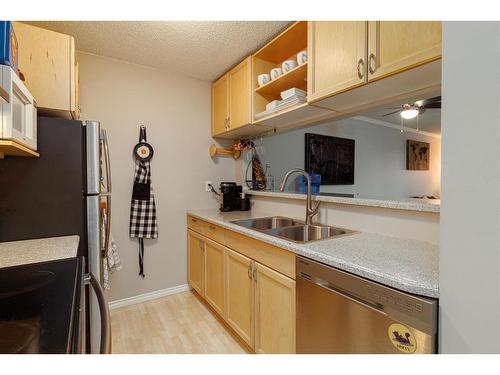312-9800 Horton Road Sw, Calgary, AB - Indoor Photo Showing Kitchen With Double Sink