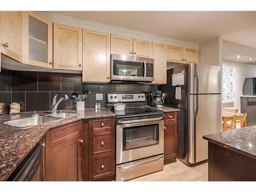 104-728 3 Avenue Nw, Calgary, AB - Indoor Photo Showing Kitchen With Stainless Steel Kitchen With Double Sink