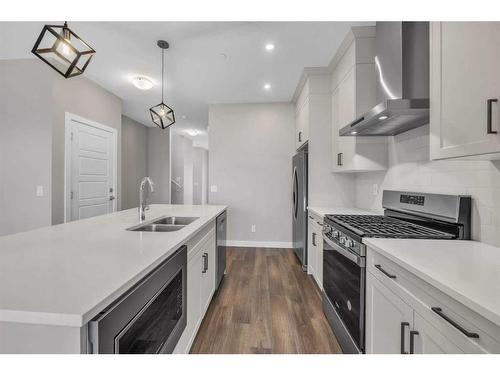33 Hotchkiss Lane Se, Calgary, AB - Indoor Photo Showing Kitchen With Double Sink With Upgraded Kitchen