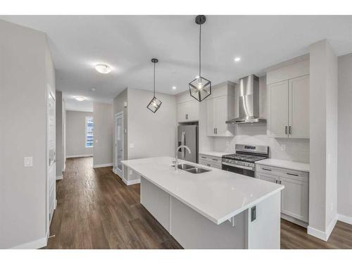 33 Hotchkiss Lane Se, Calgary, AB - Indoor Photo Showing Kitchen With Double Sink With Upgraded Kitchen