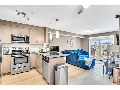 3309-240 Skyview Ranch Road Ne, Calgary, AB - Indoor Photo Showing Kitchen With Stainless Steel Kitchen