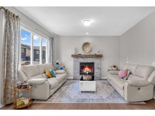 33 Savanna Common Ne, Calgary, AB - Indoor Photo Showing Living Room With Fireplace