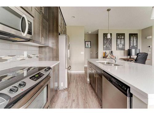 502-428 Nolan Hill Drive Nw, Calgary, AB - Indoor Photo Showing Kitchen With Stainless Steel Kitchen With Double Sink