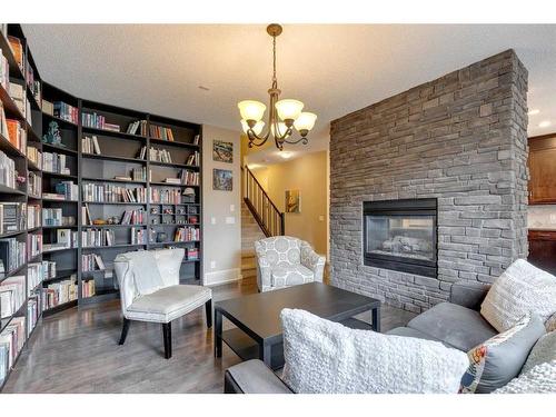 55 Mahogany Rise Se, Calgary, AB - Indoor Photo Showing Living Room With Fireplace
