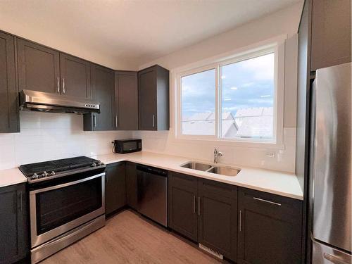 32 Carringvue Link Nw, Calgary, AB - Indoor Photo Showing Kitchen With Double Sink