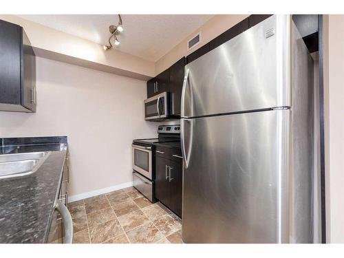 417-7130 80 Avenue Ne, Calgary, AB - Indoor Photo Showing Kitchen With Stainless Steel Kitchen With Double Sink With Upgraded Kitchen