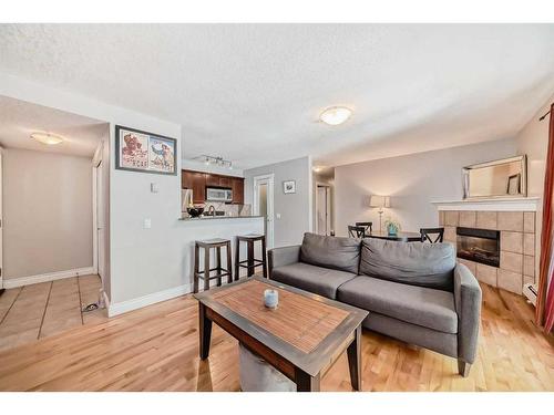 401-1027 1 Avenue Nw, Calgary, AB - Indoor Photo Showing Living Room With Fireplace