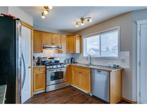 81 Bridlewood Manor Sw, Calgary, AB - Indoor Photo Showing Kitchen With Double Sink