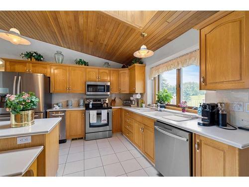 54 Hamilton Drive, Rural Rocky View County, AB - Indoor Photo Showing Kitchen With Stainless Steel Kitchen