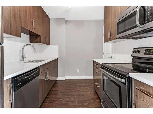 205-607 17 Avenue Nw, Calgary, AB - Indoor Photo Showing Kitchen With Stainless Steel Kitchen With Double Sink