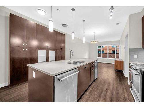 209-1720 10 Street Sw, Calgary, AB - Indoor Photo Showing Kitchen With Stainless Steel Kitchen With Double Sink With Upgraded Kitchen