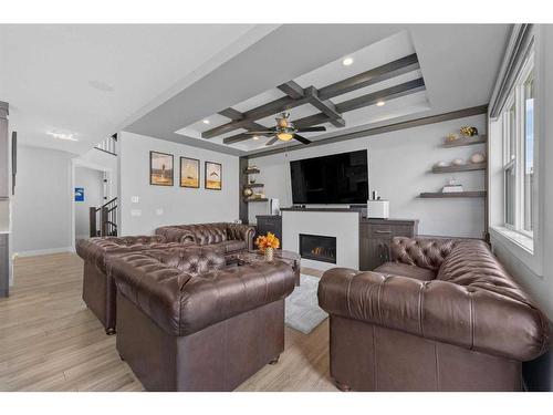 107 Sherview Grove Nw, Calgary, AB - Indoor Photo Showing Living Room With Fireplace