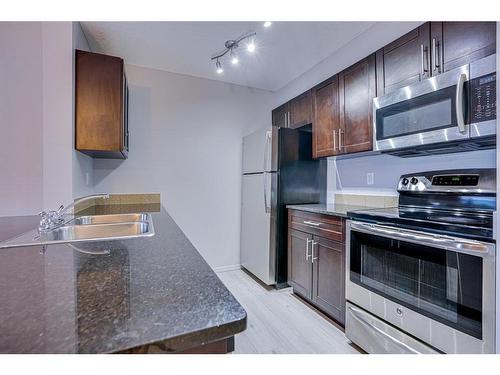 205-15 Saddlestone Way Ne, Calgary, AB - Indoor Photo Showing Kitchen With Double Sink