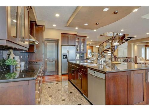 2719 Evercreek Bluffs Way Sw, Calgary, AB - Indoor Photo Showing Kitchen With Double Sink