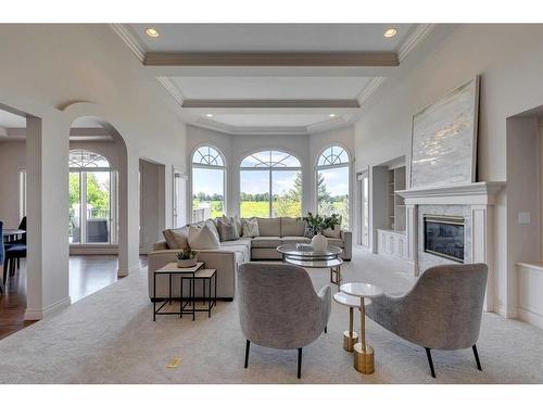 13007 Canso Place Sw, Calgary, AB - Indoor Photo Showing Living Room With Fireplace