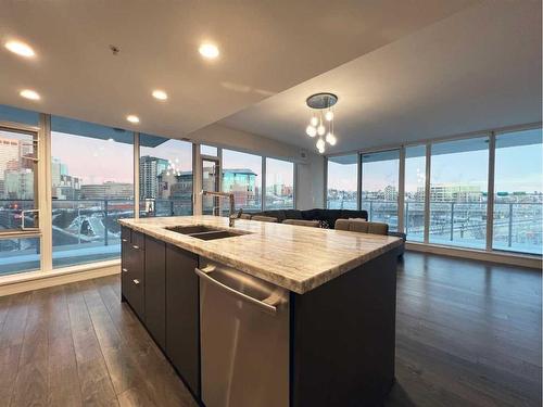 306-510 6 Avenue Se, Calgary, AB - Indoor Photo Showing Kitchen With Double Sink