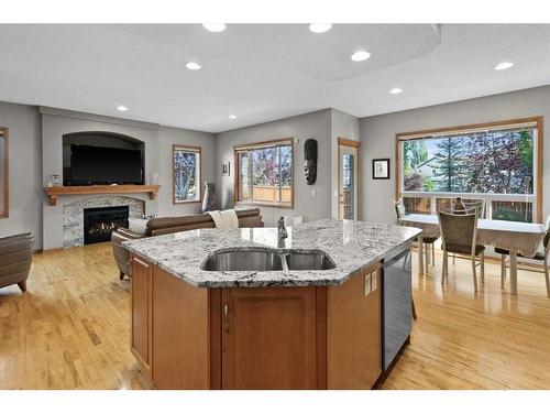 135 Chapman Circle Se, Calgary, AB - Indoor Photo Showing Kitchen With Fireplace With Double Sink