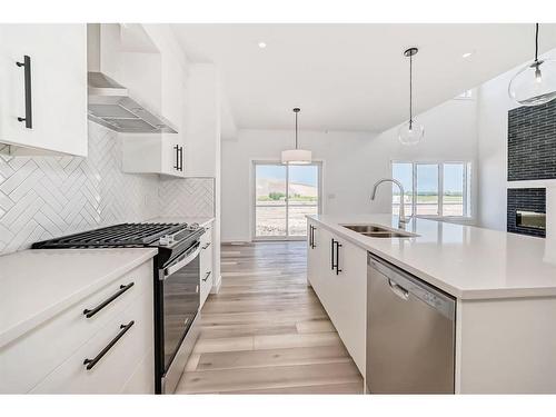 536 Walgrove Boulevard Se, Calgary, AB - Indoor Photo Showing Kitchen With Stainless Steel Kitchen With Double Sink With Upgraded Kitchen