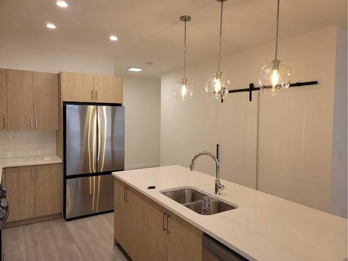 328 Copperhead Way Se, Calgary, AB - Indoor Photo Showing Kitchen With Double Sink