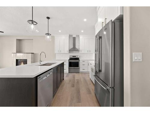 3450 Victory Way, Olds, AB - Indoor Photo Showing Kitchen With Stainless Steel Kitchen With Upgraded Kitchen