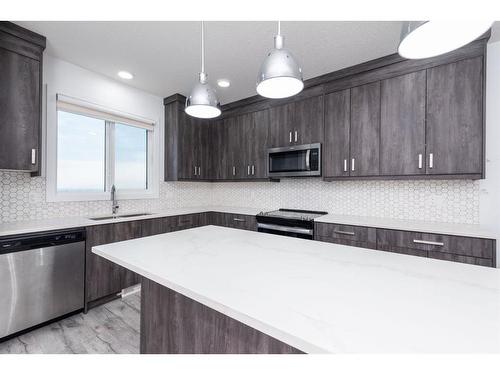 1004 Iron Landing Way, Crossfield, AB - Indoor Photo Showing Kitchen With Upgraded Kitchen