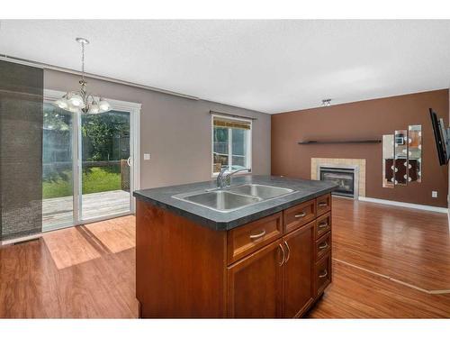 81 Royal Elm Road Nw, Calgary, AB - Indoor Photo Showing Kitchen With Fireplace With Double Sink