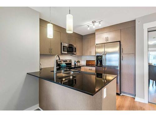 2404-240 Skyview Ranch Road Ne, Calgary, AB - Indoor Photo Showing Kitchen With Stainless Steel Kitchen With Double Sink