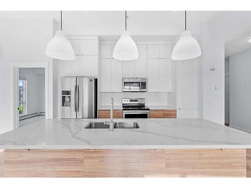 412-19621 40 Street, Calgary, AB - Indoor Photo Showing Kitchen With Double Sink With Upgraded Kitchen