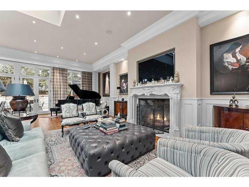 1020 Bel-Aire Drive Sw, Calgary, AB - Indoor Photo Showing Living Room With Fireplace